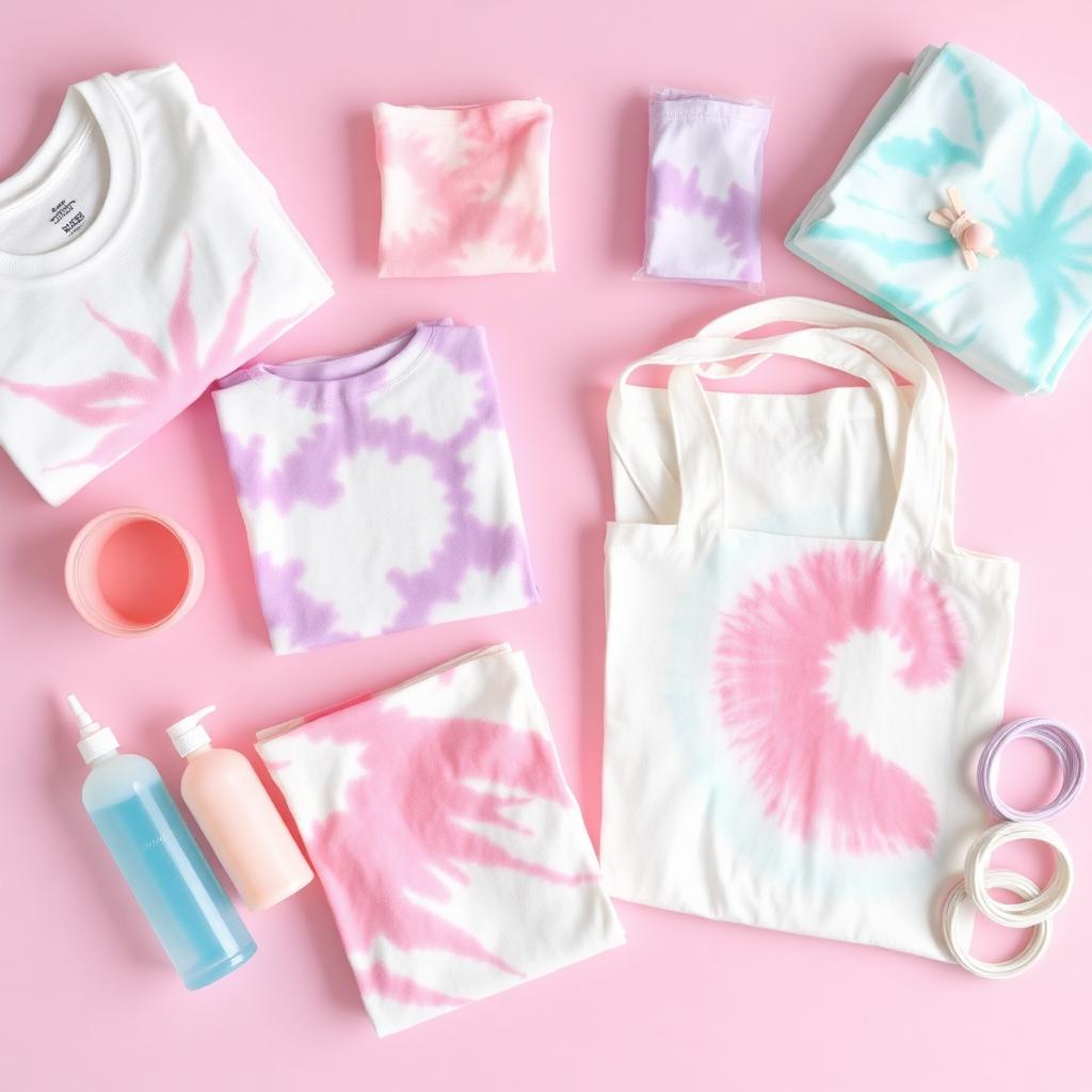 Tie-dye activity table with colorful dye supplies and shirts